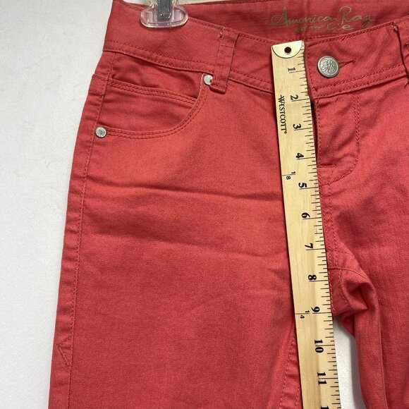 AMERICAN RAG Cie Low-Rise Skinny Leg Ankle Zip Jeans Women Size 3R Coral Stretch - Picture 4 of 16
